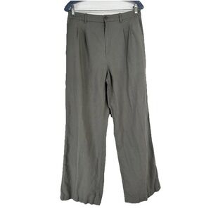 Uniqlo Men's Linen Blend Pants Size Medium Gray Pleated Breathable Office Resort